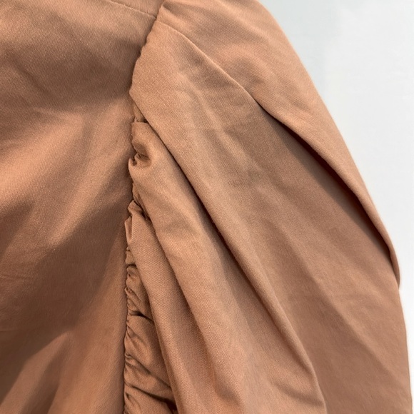 Cinq À Sept Vada women’s puff sleeve poplin crop top in sahara Size M. - Picture 3 of 11
